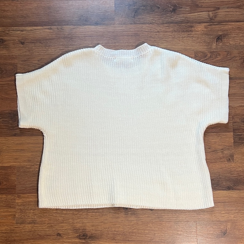madewell Cream Short-Sleeve Knit Top with Black Flower Appliqués - Picture 6 of 6